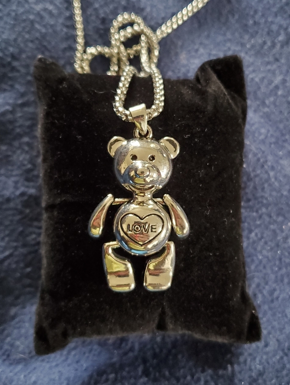 Silvertone Love Bear with Moveable Arms And Legs in Stainless Steel, 24inches